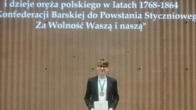 14 czerwca 2024 – Maksymilian laureatem Olimpiady Przedmiotowej „Losy żołnierza…”